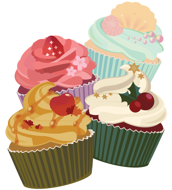 seasonal stacked cupcakes clipart