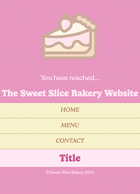mobile viewport of sweet slices site