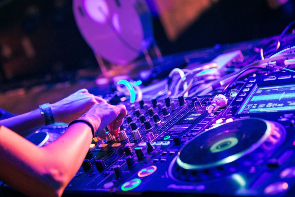 someone using a disk jockey set