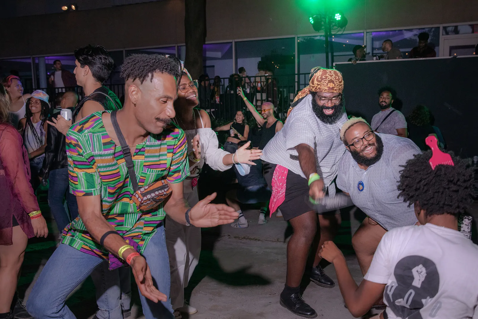 group of people dancing together
